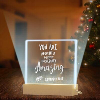 #ad #ad Keepsake Inspirational Gift Amazing Decor Crystal Plaque With Light Wooden Base $47.00