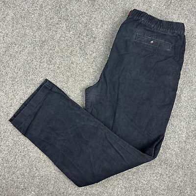 #ad J Crew Pants Mens XL Blue Corduroy Cotton Blend Flat Front Belt Elastic Waist $19.99