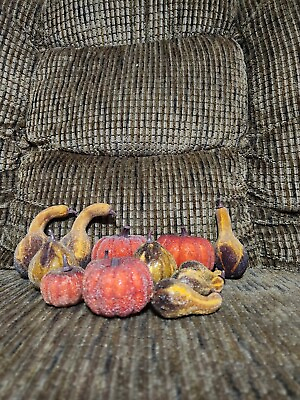 #ad Vintage Pumpkin Felt Glazed Table Decor Sparkly Approx 1 To 3in Each 12pcs $35.99