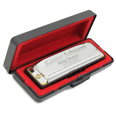 Personalized Stainless Steel Harmonica Groomsmen Gift Ringbearer Gift $19.99