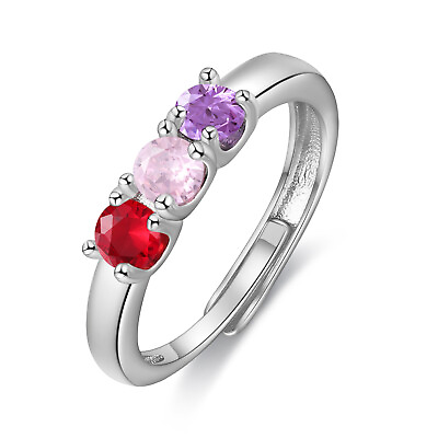 #ad Christmas Gift Personalize Women Birthstone Ring Adjustable Open Band Stackable $12.99