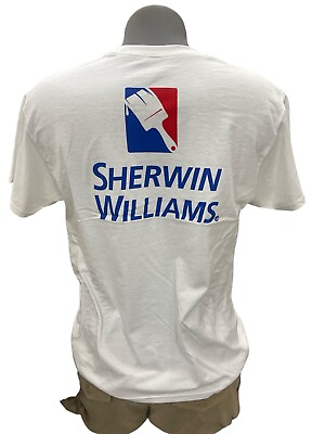 #ad Sherwin Williams T Shirt Adult White Painter Graphic DBL Sided Promo Choose Size $17.99