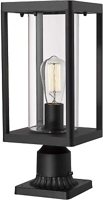 #ad Outdoor Post Lantern 20quot; Exterior Post Lantern Light with Pier Mount Base Black $69.99