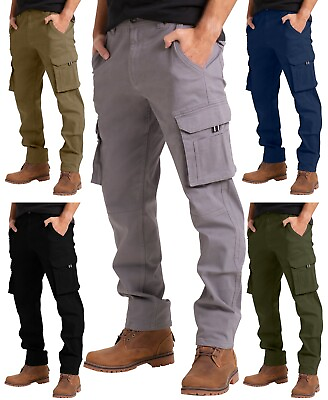 #ad Mens Heavy Duty Work Trouser Stretch Reinforced Utility Pocket Cargo Full Pant $32.29