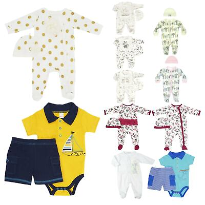 #ad Babygrow Baby Girls Long Romper Bodysuits Animals Sleepsuits Boys Polo Gift Set GBP 7.49