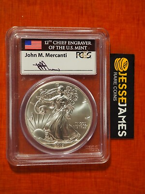 #ad #ad 2015 $1 SILVER EAGLE PCGS MS70 FIRST STRIKE JOHN MERCANTI HAND SIGNED FLAG LABEL $125.00