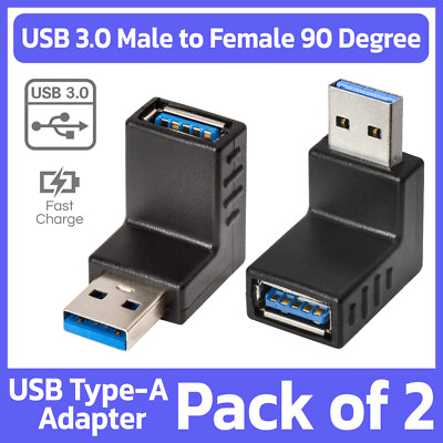 #ad 2 Pack USB 3.0 Adapter Type A Right Angle USB Cable Extender 90 Degree Converter $9.99