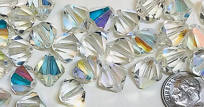 #ad Vintage Swarovski® Crystal Bicone Beads #364 12mm Crystal AB 36 Pieces $45.00