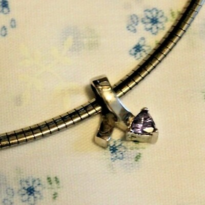 #ad TANZANITE Trillion Cut Pendant amp; 18quot; Silver Omega Chain Necklace INTERNATIONAL $46.99