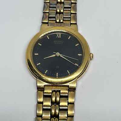 #ad #ad Seiko V701 1K00 SK Gold Tone WR Steel Quartz Watch Working $25.92