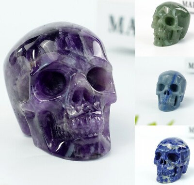 #ad Realistic Skull Decor Carved Natural Jasper Quartz Reiki Healing Collection Gift $41.39