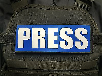 #ad 3x8quot; PRESS Blue Plate Carrier Patch Photojournalist Journalist Reporter $12.99