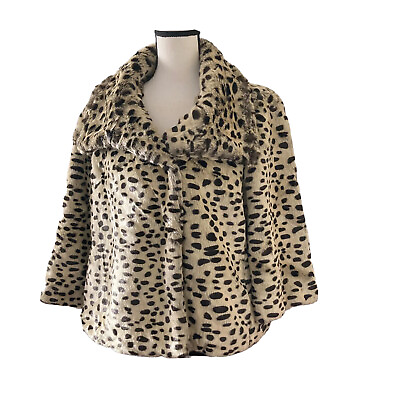 #ad Vigoss Collection Faux Fur Size S Coat Women Leopard Printed Pockets Collar $38.00