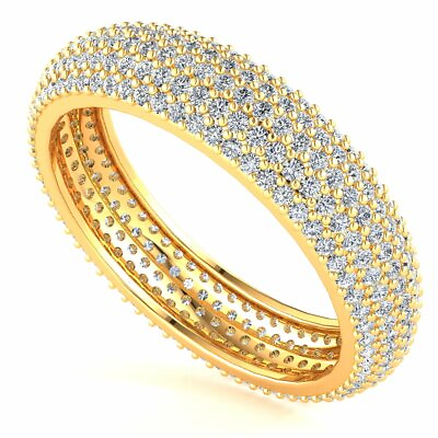 #ad 1.50ctw Micropave 5Row Eternity Band Ring Solid 14k Gold Natural Round Diamond $1363.00