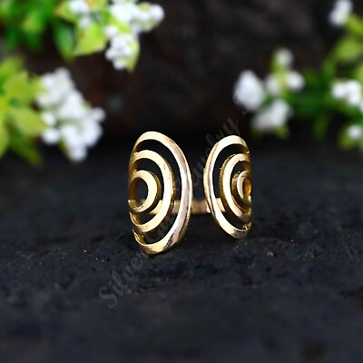 #ad 18k Gold Plated Adjustable Spiral Ring Brass Ring Daily Wear Rings $17.10