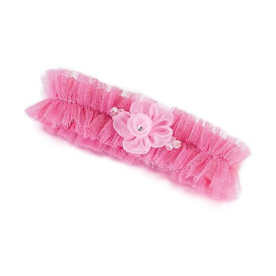 #ad Pink Tulle Garter with Flower One Size Fits Most 1 Piece lrlg190pi $10.95