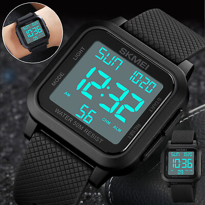 #ad Men#x27;s Military Sports Watch LED Screen Large Digital Face Waterproof Wristwatch $13.98