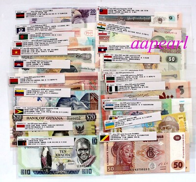#ad Lots 50 Different World Foreign 26 country Banknotes UNC Collections learn Gift $16.99