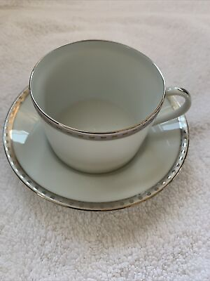 #ad Tiffany Platinum Band Cup and Saucer 959421 $49.95