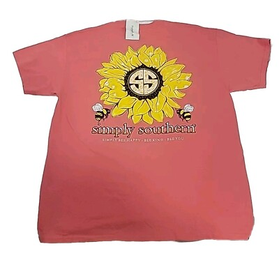 #ad Simply Southern Size XL Women’s Tee Shirt Logo New W TAG Coral Beach Ocean $18.99
