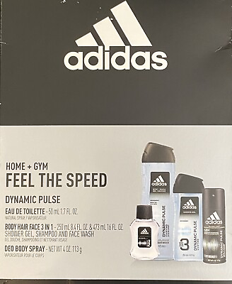 Adidas 4pc Dynamic Pulse Gift Set Aftershave 2 Shower Gelamp; Body Spray NEW $19.98