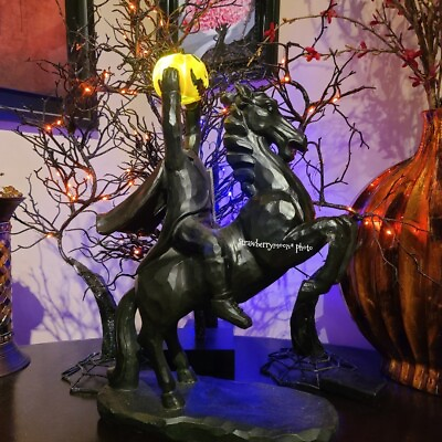 #ad Spooky Night Sleepy Hollow 18quot; Headless Horseman LED Pumpkin Halloween Decor $115.00