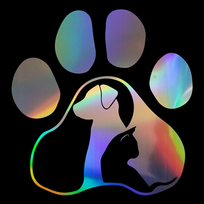 #ad 2pcs Animal Cat Dog Footprint Vinyl Car Decal Bumper Window Truck Funny Sticker C $3.79