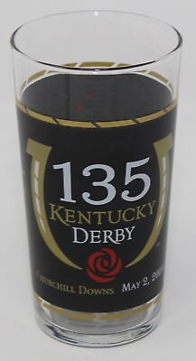 #ad 135th Kentucky Derby 2009 Commemorative Drinking Glass Horse Race Souvenir 5.5quot; $19.25