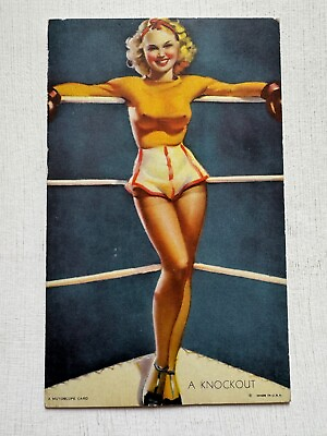#ad 1940s Pinup Girl Picture Mutoscope Boxer Woman A Knockout $23.00
