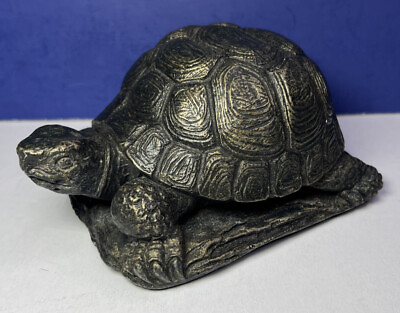 #ad Vintage 1988 Cast Stone Glazed amp; Painted Turtle Tortoise Door Stop Garden Figure $39.99