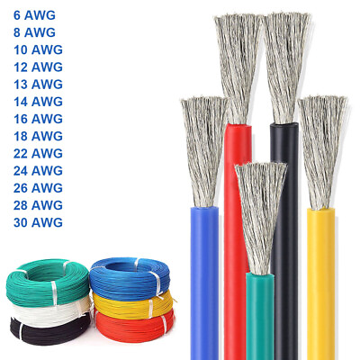 #ad 6 30AWG Silicone Electrical Wire Flexible Stranded Cable Tinned Copper Colourful $4.59