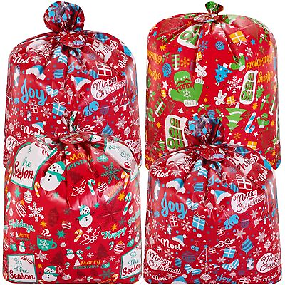 #ad #ad 6 Jumbo Christmas Giant Goody Gift Bags with Ties amp; Gift Tags for Holiday $13.99