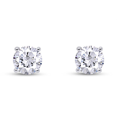 #ad Solitaire Stud Earrings Round Cut Simulated Diamond Solid 925 Sterling Silver $27.23