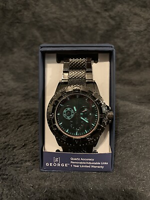 #ad George Gr Analogue Watch Black Gun Time Gift Wrist Watch Brand New $14.40