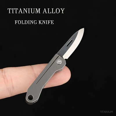 #ad Titanium Alloy Mini Folding Knife EDC Foldable Key Chain Foldable Knife Tool $18.95