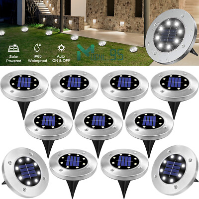 #ad 1 12pcs Solar In Ground Lights Outdoor Buried Lamps Disk LED Lawn Pathway Garden $64.99