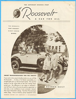 #ad 1929 Marmon Motor Car Co Indianapolis IN Roosevelt Convertible Coupe Photo Ad $9.44