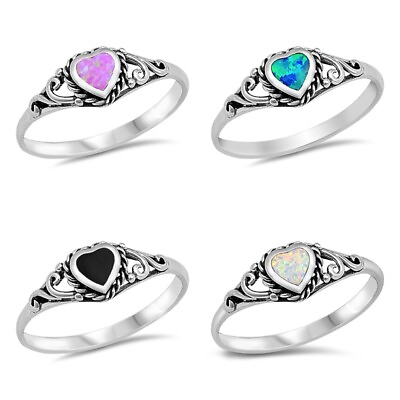 #ad Sterling Silver 925 PRETTY HEART STONE DESIGN RINGS SIZES 3 to 12 $18.34