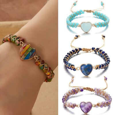 #ad Handmade Natural Stone Braided Beads Bracelet Adjustable Bangle Women Jewellery AU $5.59