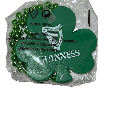 #ad NIP Guinness Beer 4 Leaf Clover Beaded Necklace St Patricks Day Brand New $10.39