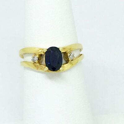 #ad 14K Yellow Gold amp; Genuine Sapphire amp; Diamond Ring $2200 NWT $499.00