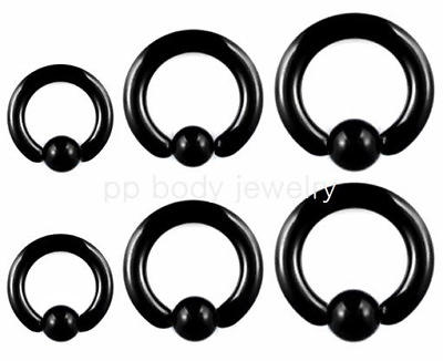 #ad PAIR Black Anodized Surgical Steel Captive Bead Ring Earrings amp; Septum 12G to 2G $4.51