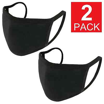 #ad 2 Pack Black Cotton Adult Face Mask Reusable Washable Unisex $2.99