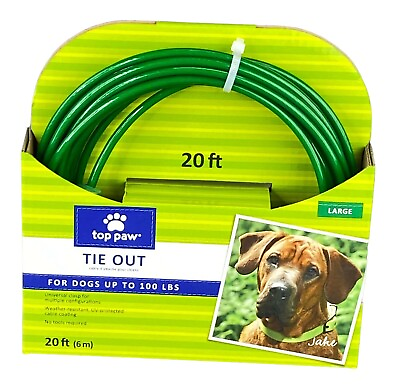 Dog Tie Out Top Paw Large 20 Feet Up To 100 Pounds New $17.95