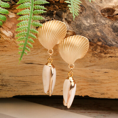 #ad Cowrie Earrings Pearl Elegant Earrings Lady Earrings Fashion Dangler $8.95