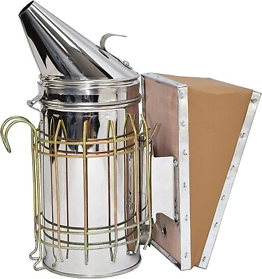 #ad Stainless Steel Bee Hive Smoker with Heat Shield Beekeeping Equipment $40.99