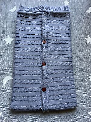 #ad Gray Thick Knit Fleece lined Bunting Blanket Button Warm Stroller Carriage Baby $14.00
