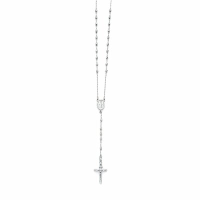 14k White Gold Rosary Necklace Rosary Rosario with 3mm Diamond Cut Ball 26quot; $597.00