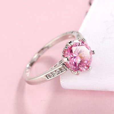 Wedding Party Gift Natural Pink White Fire Topaz Gems Silver Woman Ring Sz 6 10 $5.68