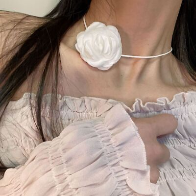 #ad #ad with Large Flower Rose Choker Necklace Adjustable Romantic Necklace Women $6.24